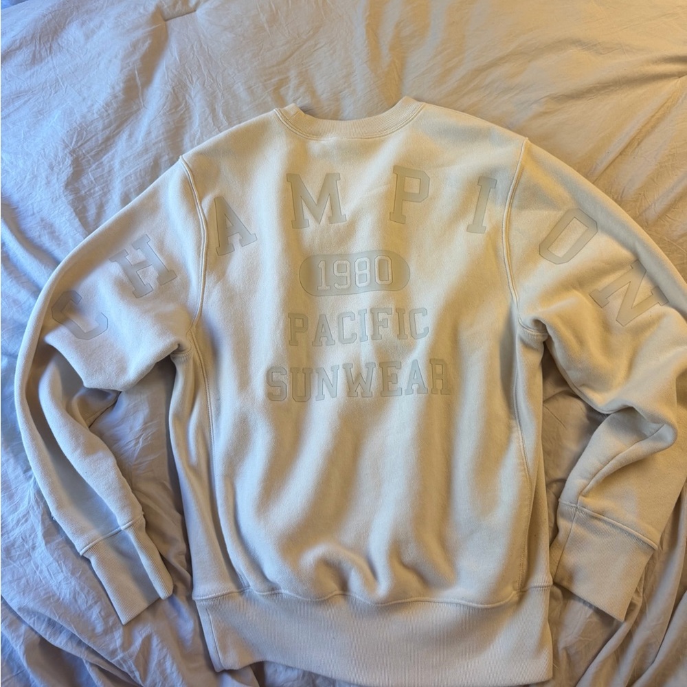 pacsun x champion cream crewneck